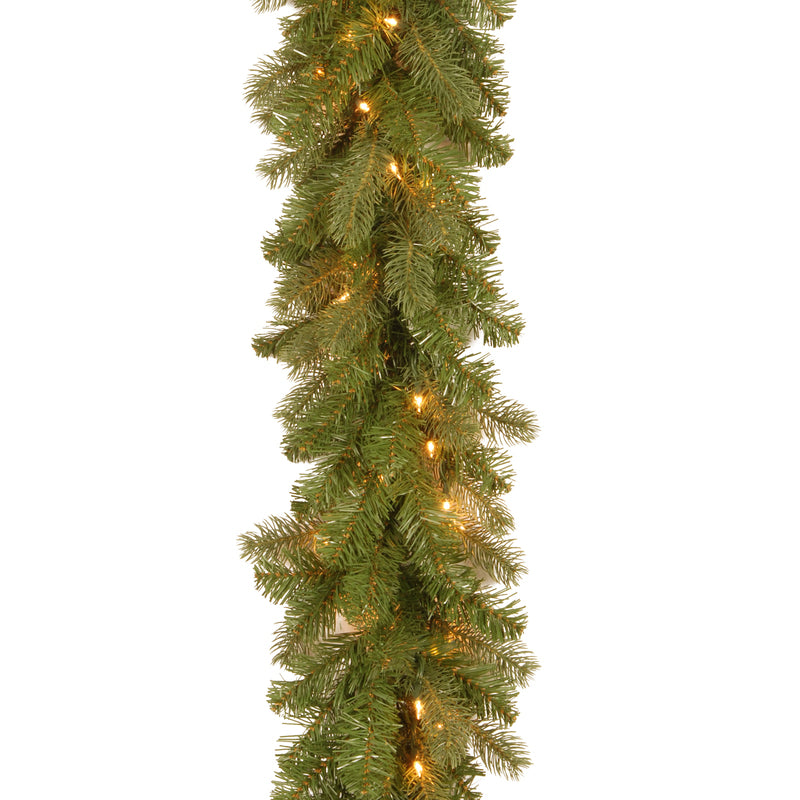 Bayberry Spruce 12" x 9ft Garland 70 Soft White LED Battery